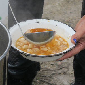 Soup being served
